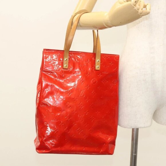 LOUIS VUITTON Monogram Vernis Reade MM Hand Bag Red - Picture 1 of 14